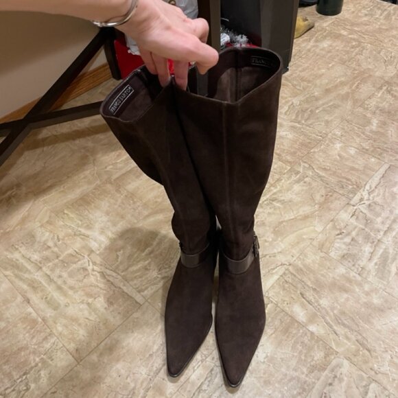 Franco Sarto Brown Suede Y2K Boots Size 10 (fit 9.5-10) - Picture 6 of 16